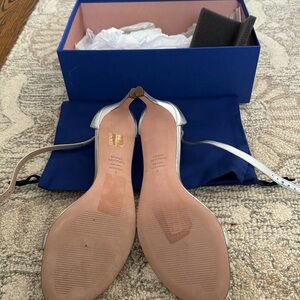 Stuart Weitzman NuNakedStraight 60 Silver Met Nappa